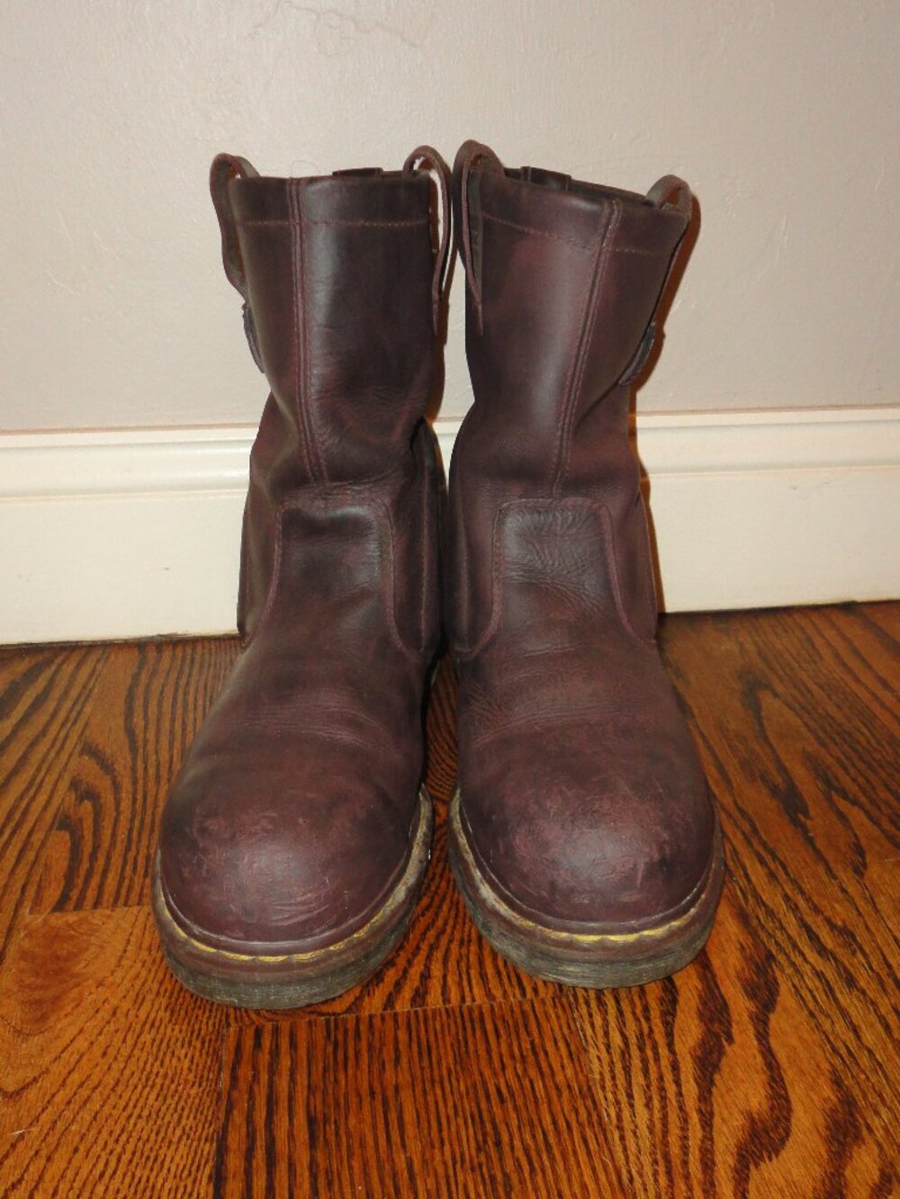 DR MARTENS Men's Brown Leather Steel Toe Work Boots Size 12